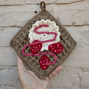Strawberry Waffle Pot Holder Crochet Pattern PDF in English with US Crochet Terms Pattern Only image 5