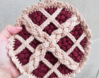 Braided Lattice Pie Pot Holder Crochet Pattern PDF in English with US Crochet Terms *Pattern Only*