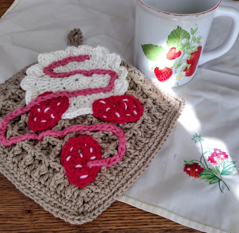 Strawberry Waffle Pot Holder Crochet Pattern PDF in English with US Crochet Terms Pattern Only image 4