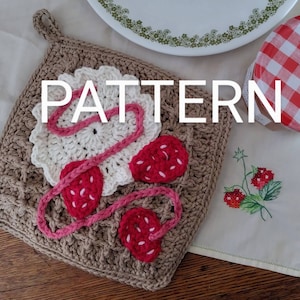 Strawberry Waffle Pot Holder Crochet Pattern PDF in English with US Crochet Terms Pattern Only image 1