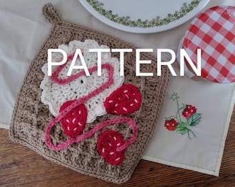 Strawberry Waffle Pot Holder Crochet Pattern PDF in English with US Crochet Terms *Pattern Only*