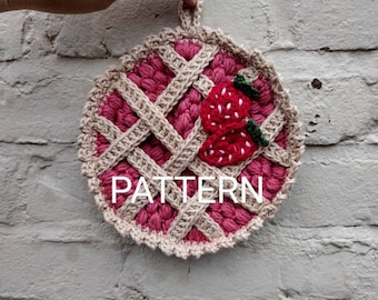 Strawberry Pie Pot Holder Crochet Pattern PDF in English with US Crochet Terms *Pattern Only*