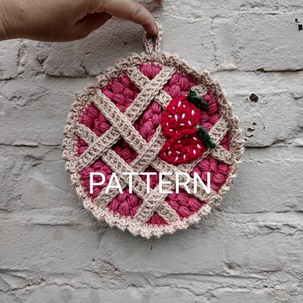 Strawberry Pie Pot Holder Crochet Pattern PDF in English with US Crochet Terms *Pattern Only*