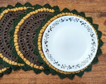Sunflower Placemats Crochet Pattern PDF in English with US Crochet Terms *Pattern Only*
