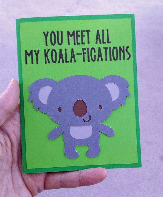 Valentine Card Cute Koala Card Animal Valentine Funny | Etsy