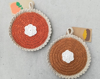 Pumpkin Pie Pot Holder Crochet Pattern PDF in English with US Crochet Terms *Pattern Only*