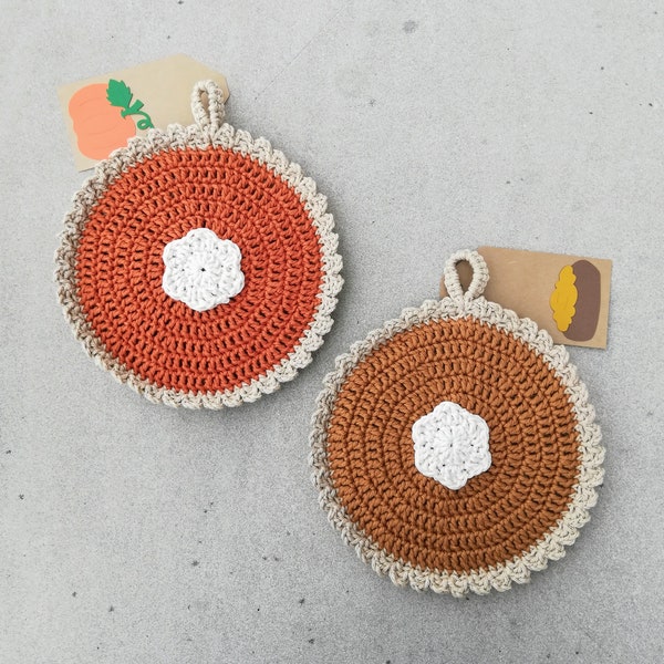 Pumpkin Pie Pot Holder Crochet Pattern PDF en anglais avec des termes de crochet américains * Pattern Only *