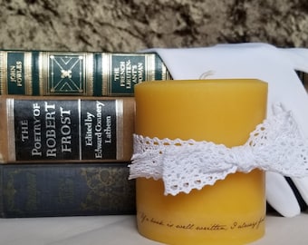 Jane Austen Book Quote Beeswax Pillar Candle Collection