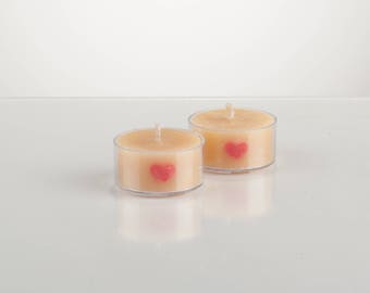 Natural Beeswax Tealights with Heart