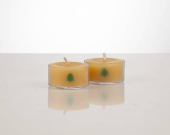 Natural Beeswax Tealights with Tree