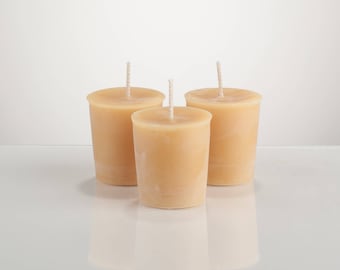 Natural Beeswax Votive Candle - Hand Poured with Alberta Beeswax