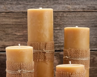 3" Natural Beeswax Pillar Candle - Solid Statement Piece