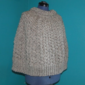 Grey Marble Cable poncho knit pattern