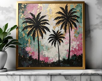 Palm Tree Wall Art Print | Colorful Beach Decor | Modern Coastal Art | Boho Artwork