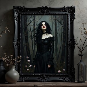 Witch In the Woods | Witch Art | Goth Witch Artwork | Victorian Witch | Witchy Art Print | Alternative Art | Witchy Decor | Gothic Decor