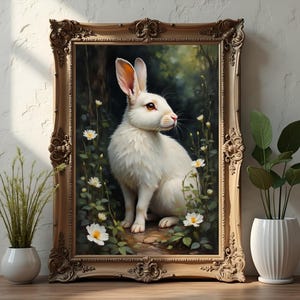 White Rabbit Print: Dark Academia Gothic Home Decor