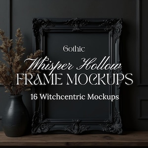 Gothic Black Frame Mockups: Witchy Wall Art Display (JPEG)