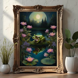 Frog and Lily Pad Art Print: Witchy Wall Hanging