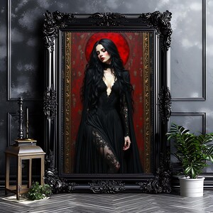 Gothic Woman Art Print: Alternative Goth Decor, Vampire Wall Art