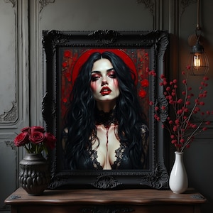 Gothic Vampire Woman Art Print: Alternative Goth Home Decor