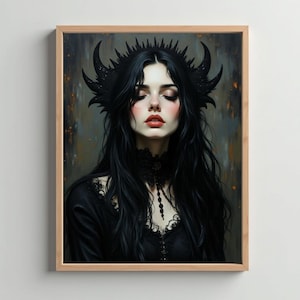 Gothic Witch Portrait: Victorian Art Print, Alternative Goth Decor