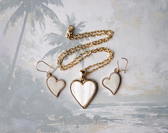 White Mother of Pearl Necklace & Earrings Set | Coastal Jewelry