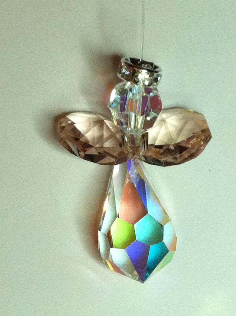 Swarovski Crystal Christmas Angel with halo handmade ornament Etsy