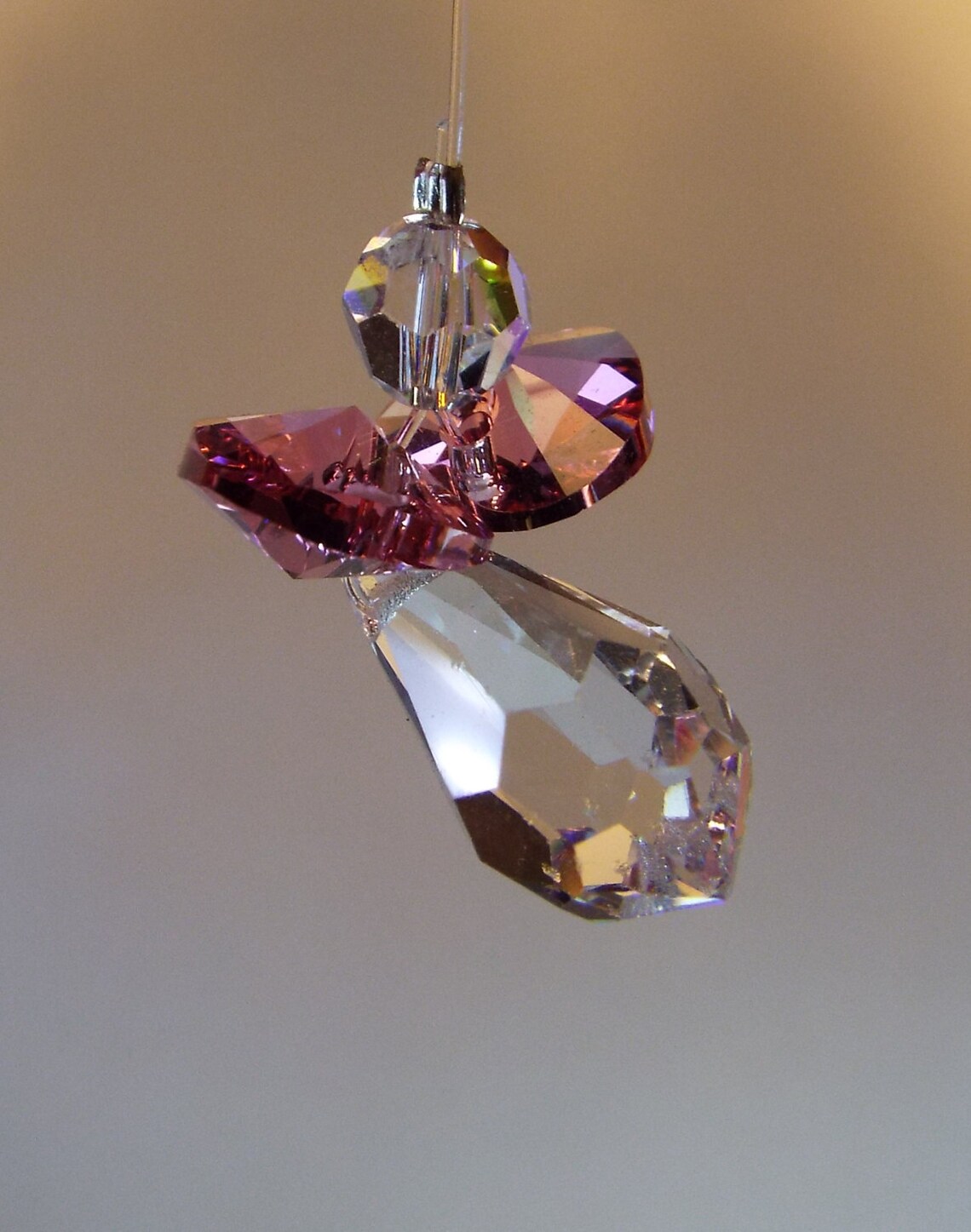 Swarovski Crystal Christmas Angel handmade ornament pink Etsy