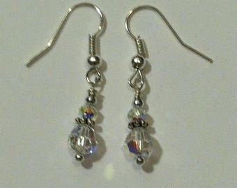 Handmade Swarovski Crystal, clear ab, drop/dangle earrings