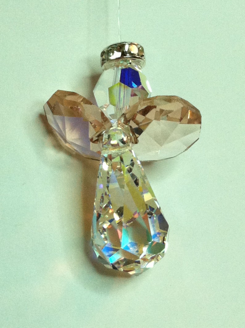 Swarovski Crystal Christmas Angel with halo handmade ornament Etsy