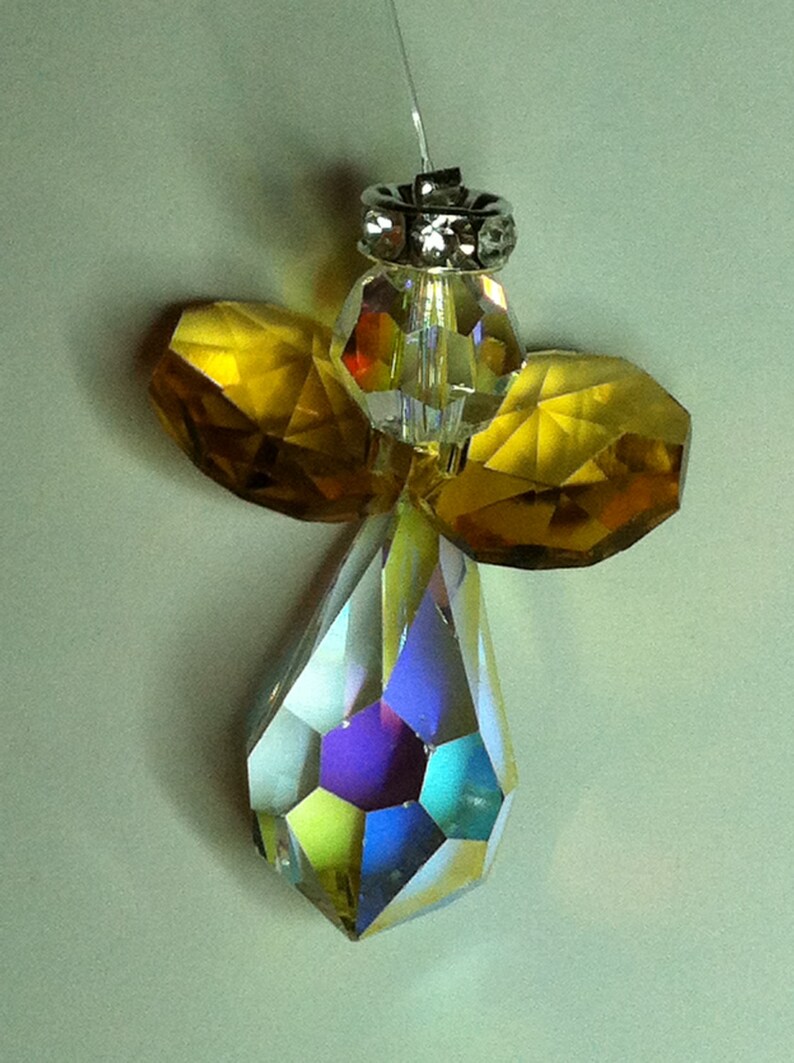 Swarovski Crystal Christmas Angel with halo handmade ornament Etsy