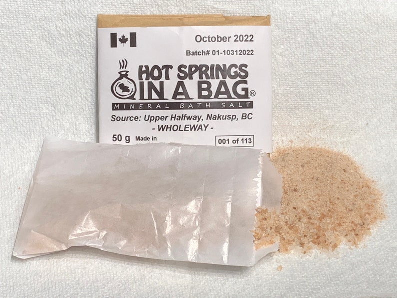 4x Hot Springs in a Bag Mineral Bath Salt Source: 2x Crawford Creek, Crawford Bay, BC & 2x Upper Halfway, Nakusp, BC. image 5