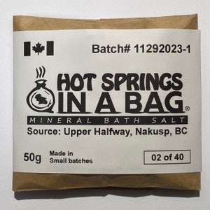 4x Hot Springs in a Bag Mineral Bath Salt Source: 2x Crawford Creek, Crawford Bay, BC & 2x Upper Halfway, Nakusp, BC. image 3