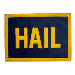 Fanion mural vintage en feutre de laine HAIL