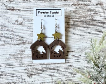 Nativity Earrings | Manger Earrings | Christmas Earrings | Religious Earrings | Christian Christmas Earrings | Faith Gifts