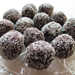 Rum Chocolate BALLS (Kókuszgolyó; Chokladboll; Kokosboll) Hungarian Dessert with Coconut Flakes