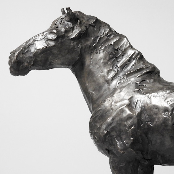 Windblown, original art, hand cast bronze Clydesdale heavy horse sculpture by Canadian artist Kindrie Grove