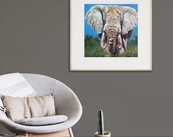 SIGNED ELEPHANT PRINT, Wanderlust, limited edition wall art print of an African Elephant in 3 sizes by artist Kindrie Grove