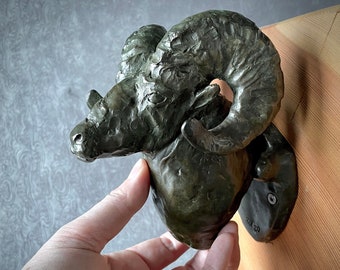 Cast Bronze Ram&#39;s Head Door Knocker: Wildlife Home Decor by Kindrie Grove