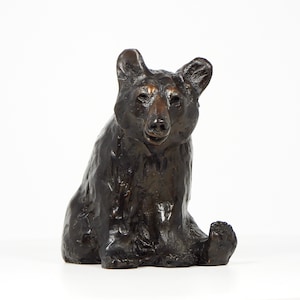 BLACK BEAR SCULPTURE, Little Bear, Hand Cast Bronze, Original Art, Bear Lover Gift, by Canadian artist Kindrie Grove