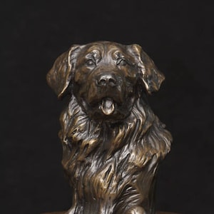 GOLDEN RETRIEVER SCULPTURE, Patron Saint of Tennis Balls, Cast Bronze Sculpture, Dog Lover Gift, Luxury Art Decor by Artist Kindrie Grove image 2