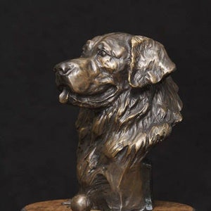 GOLDEN RETRIEVER SCULPTURE, Patron Saint of Tennis Balls, Cast Bronze Sculpture, Dog Lover Gift, Luxury Art Decor by Artist Kindrie Grove image 1