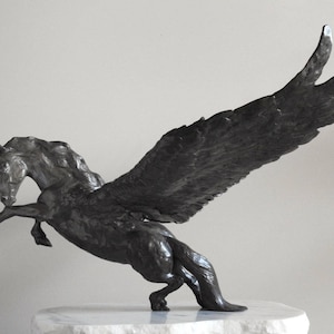 LARGE PEGASUS SCULPTURE: Freedom, Original Fantasy art, Cast Bronze of a Winged Horse, Luxury Art Decor by Canadian Artist Kindrie Grove.