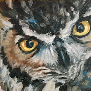 OWL ART, Owl Eyes, Great Horned Owl, Limited Edition Premium or Paper Print , Bird Lover Gift, Wall Art by artist Kindrie Grove