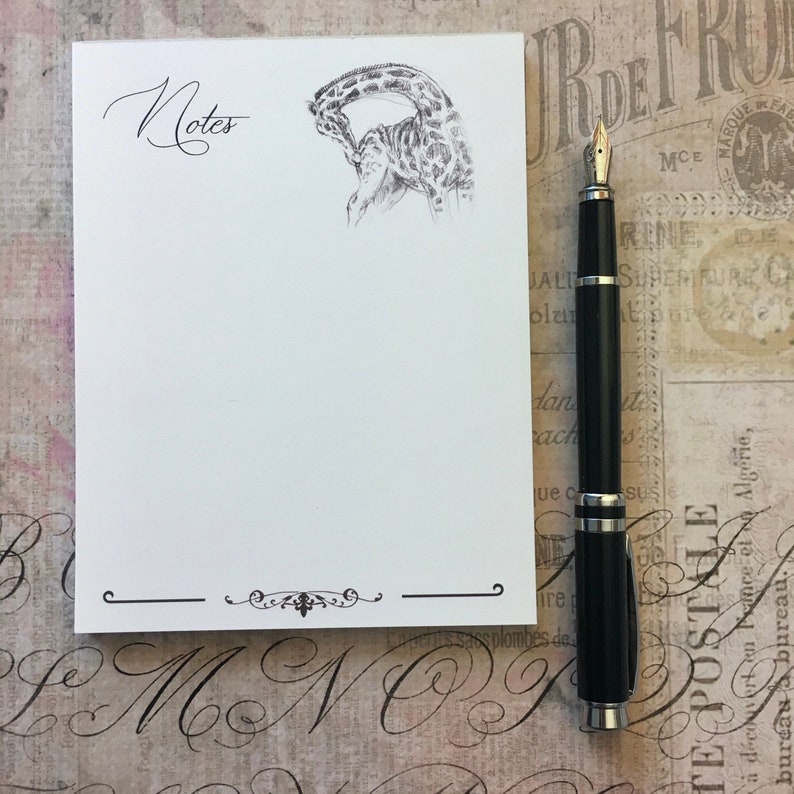 Giraffe Notepad Animal Sketches Notation Stationary by Canadian Artist Kindrie Grove
