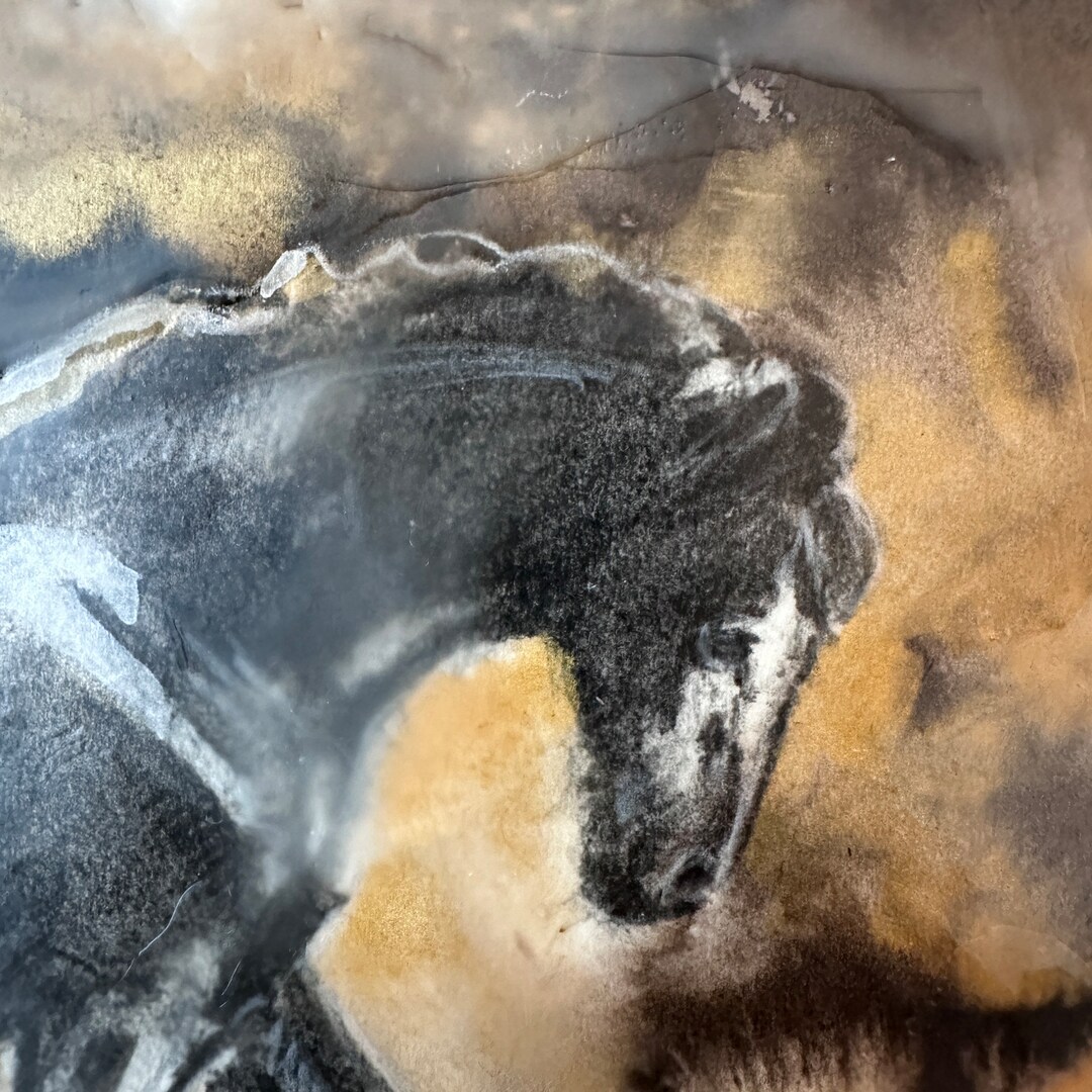Trish McFerran Horse and Buggy Encaustic Art Ornament
