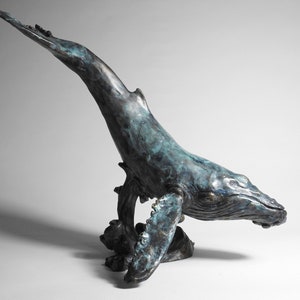 HUMPBACK WHALE SCULPTURE, Voyager, Original art, hand-cast bronze, Whale Lover Gift, Ocean Art, Luxury Room Decor by Artist, Kindrie Grove
