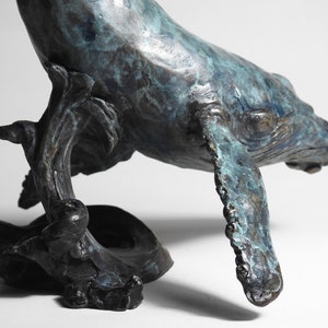 Lost wax cast bronze Humpback Whale sculpture by Kindrie Grove. Detail.