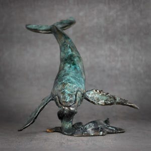 Hand-Cast Bronze Humpback Whale Sculpture: Ocean Art Decor by Kindrie Grove image 3
