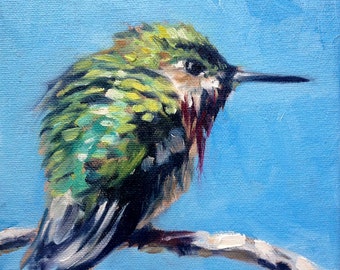 IMPRESSÃO DE BEIJA-FLOR CALLIOPE, Branch For One: Presente para amantes de pássaros, tela e papel numerados de edição limitada pelo artista Kindrie Grove